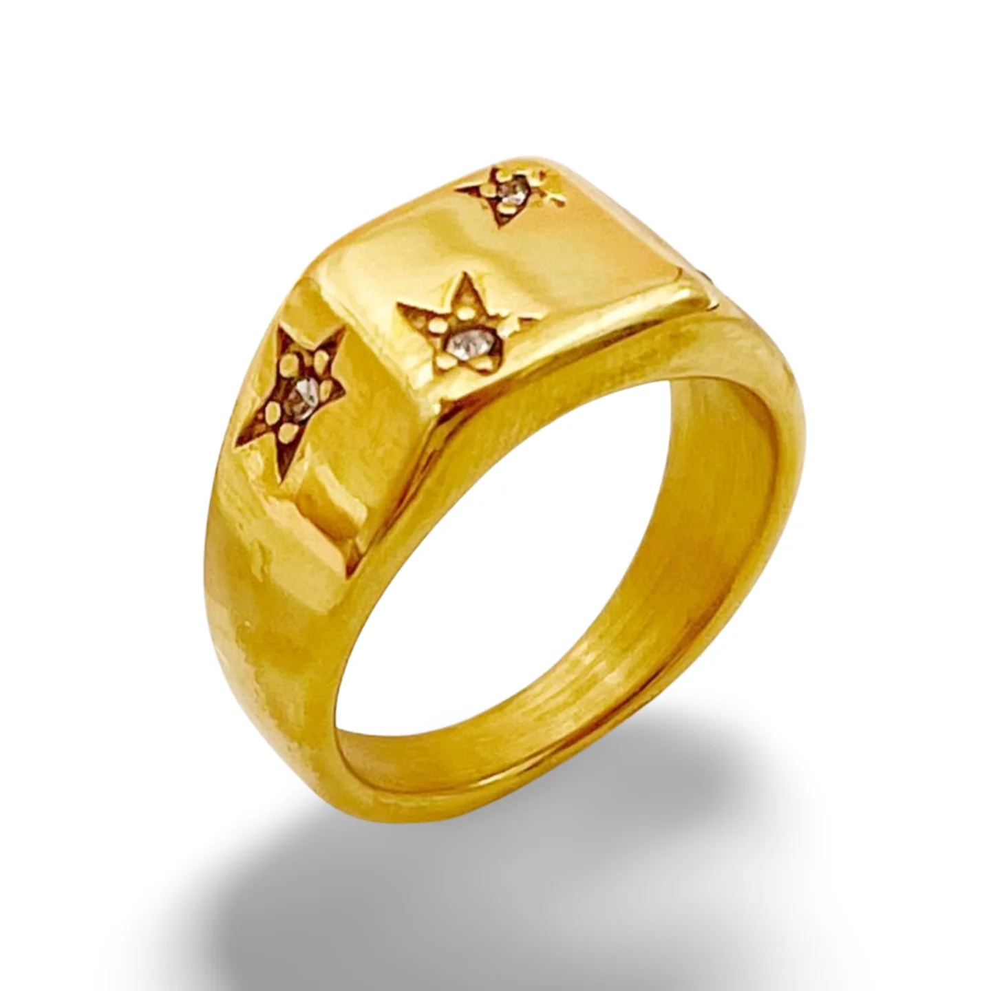 JINYUE Zircon Inset Star Stainless Steel Men And Women's Ring For Daily Wear Fashion