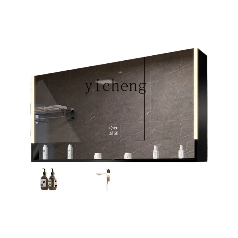 XL bathroom cabinet mirror wall-mounted mirror cabinet integrated black bathroom space aluminum bathroom mirror cabinet