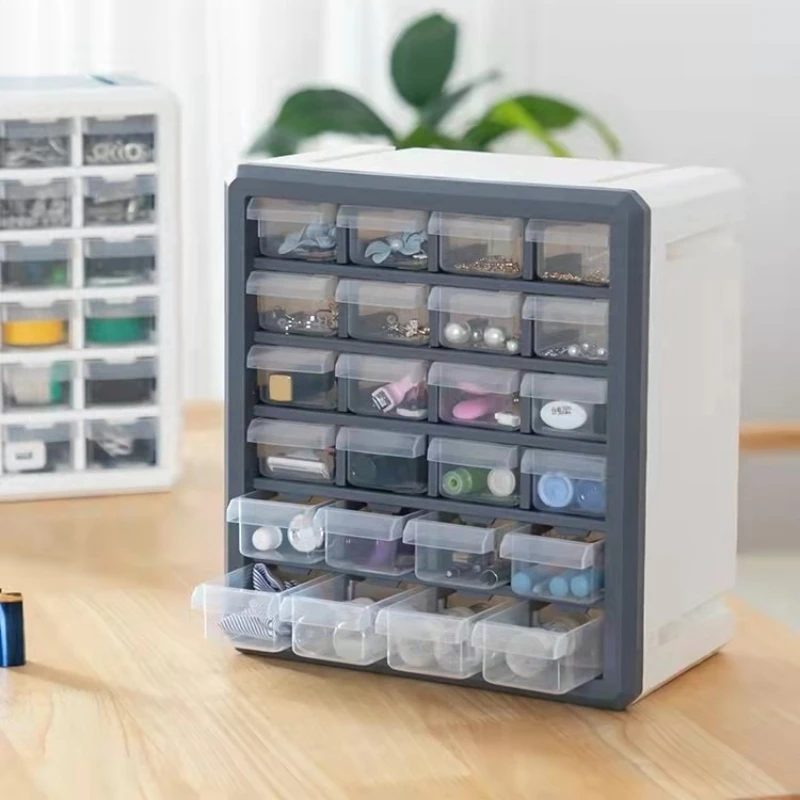 Transparent Drawer Organizer Cabinet, Pull-Out Storage Box with Multi-Layer Compartments for LEGO Bricks, Toys Small Parts JT40
