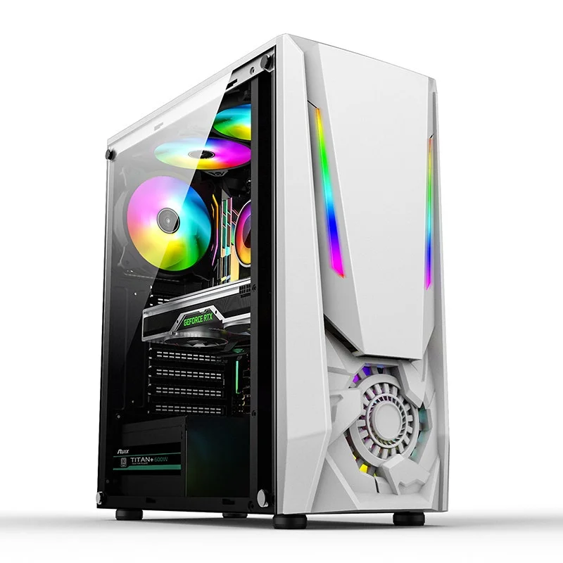 ATX Gaming Desktop PC Case Full Transparent Side Panel RGB Support Water Cooling For DIY Assemblyv