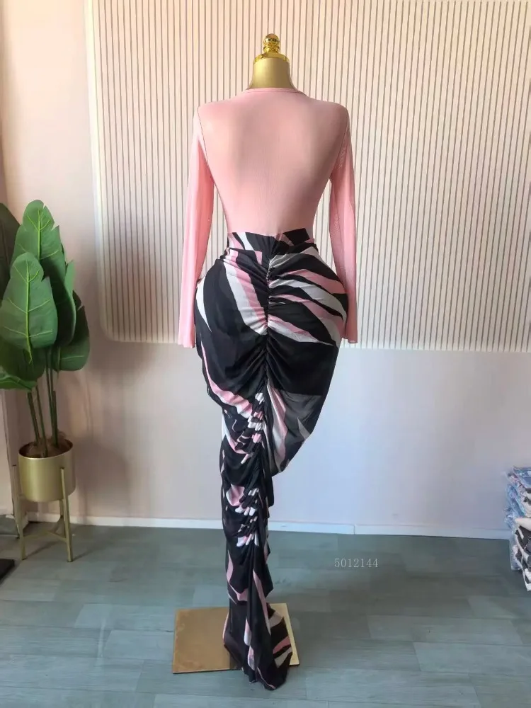 2026 mujeres Tie Dye rayas Patchwork apilado acanalado ceñido al cuerpo Midi Maxi vestido largo Otoño Invierno educación vacaciones vestidos de graduación