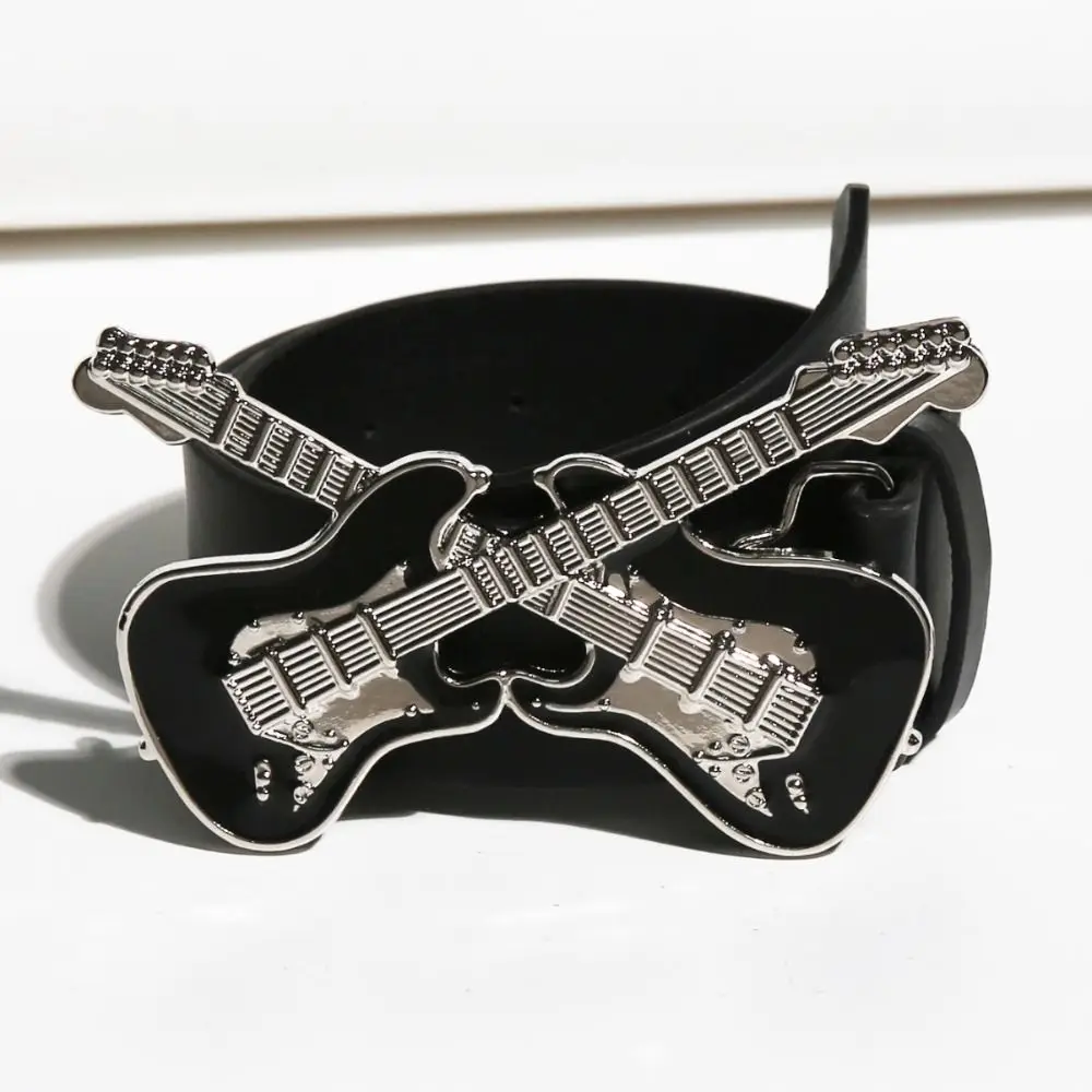 

Trendy Jeans Decor Guitar Buckle Belt Punk Style Youth Pu Waistbands Korean Style Fashion Trouser Decoration Dress Decoration