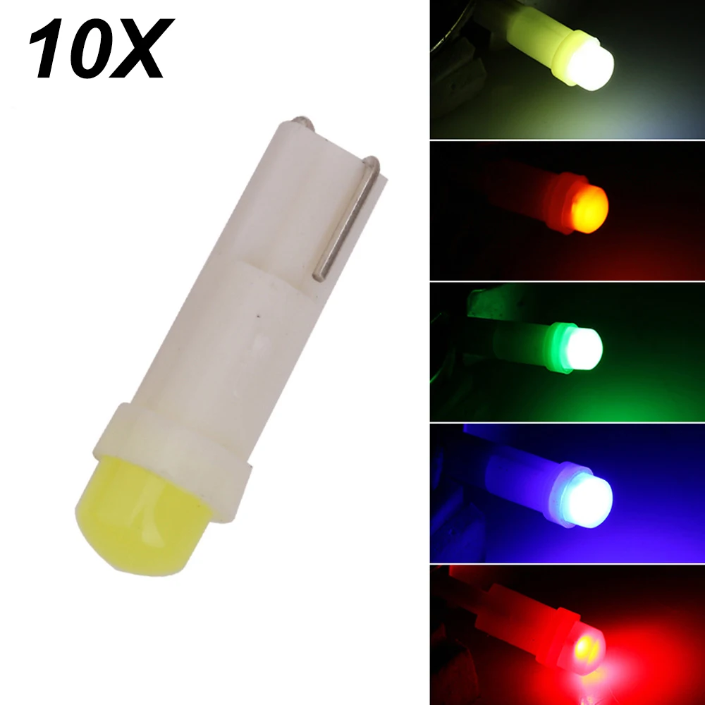 10PCS T5 74 W1.2W W3W Super Bright LED Bulbs Auto Wedge Dashboard Gauge Lamp Car Warning Indicator Instrument Cluster Light