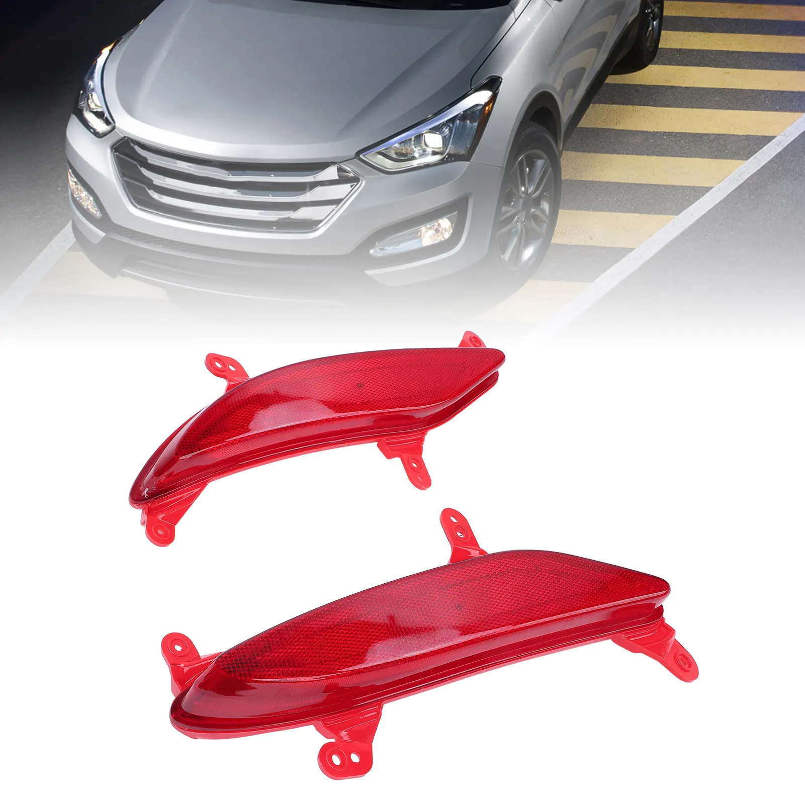 

Pair of Rear Bumper Reflector Colorfast 924062W200 Red Housing Left Right Reflective Strip for Santa Fe Sport 2013-2016
