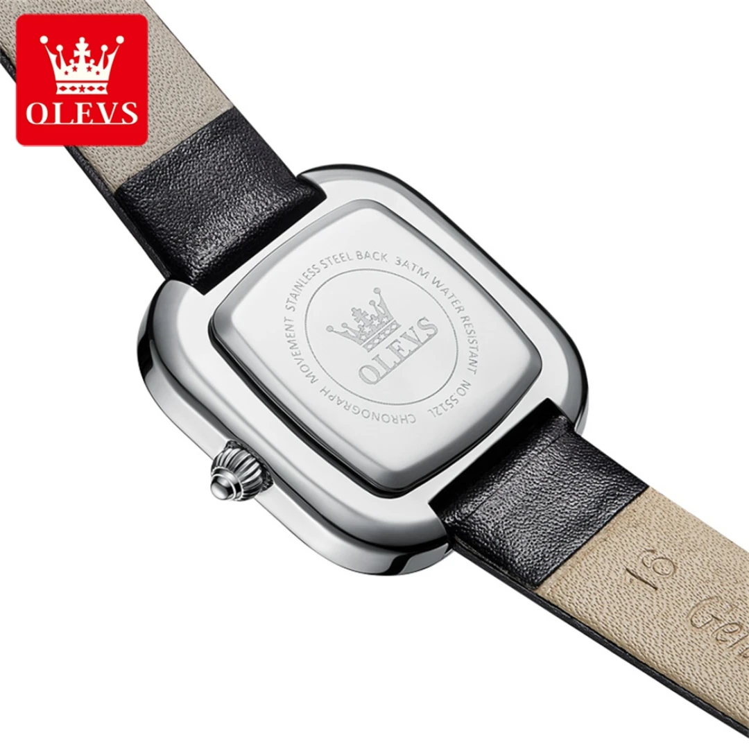Olevs 5512 relógio de quartzo fashion presente mostrador quadrado pulseira de couro relógio de pulso