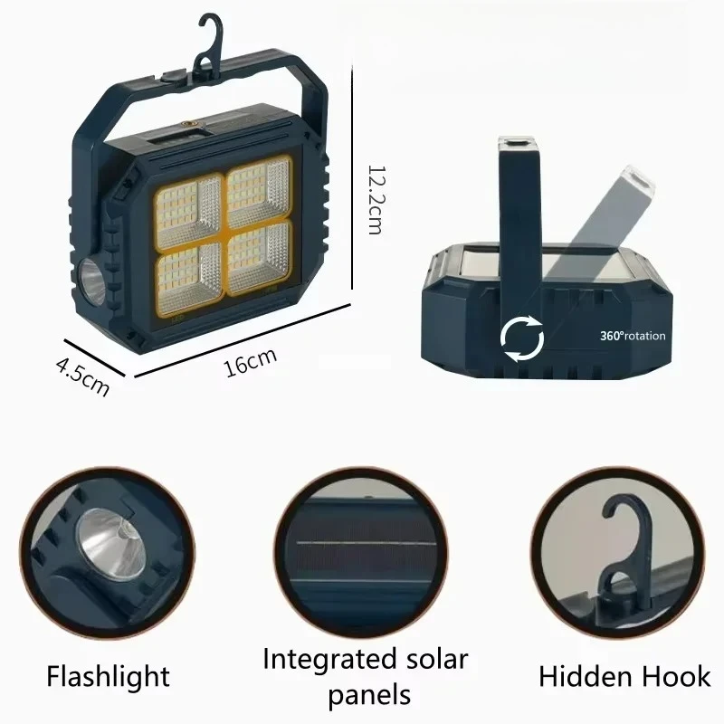 Outdoor camping lights solar charging lights LED household emergency lights, night market street stall lights and garden lights
