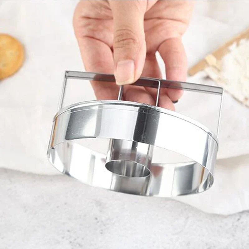 New Round Stainless Steel Cookie Mold Manually Press Biscuit Cake Decoration Tool DIY Biscuits Cutters Kitchen Baking Tool