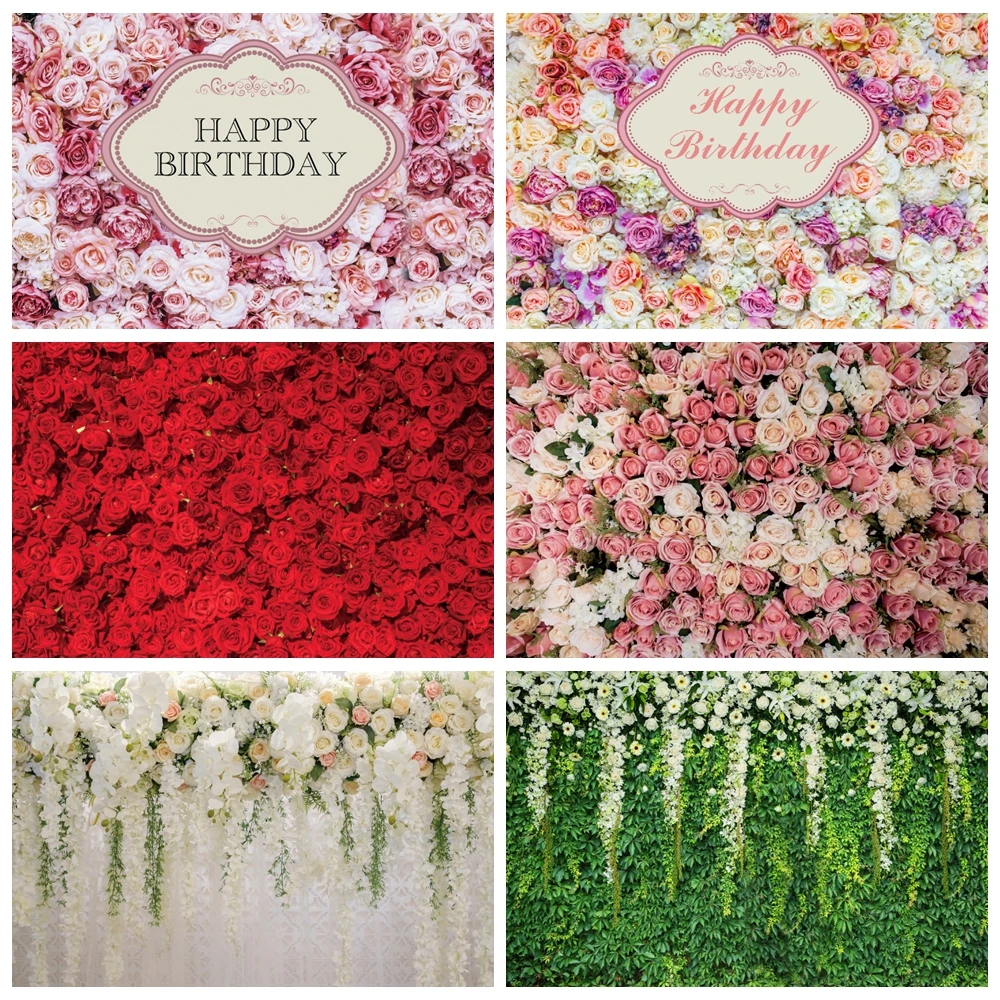 Floral Flower Wall Wedding Backdrop for Photography Bridal Baby Shower Birthday Mariage Ceremony Background Decor Photo Studio