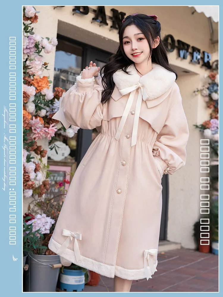 

Зимнее теплое шерстяное пальто Tianyu River для женщин, осенне-зимнее, в студенческом стиле, средней длины, из чистого полиэстера