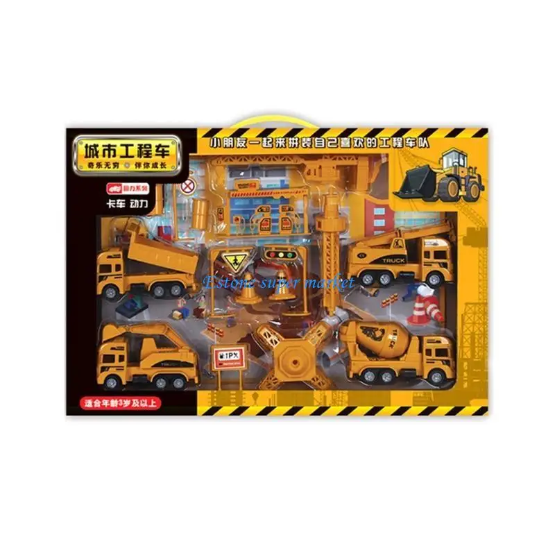 

090B Miniature Size Flexible Engineering Car Moveable Arm Pull Back Model Inertia Toy