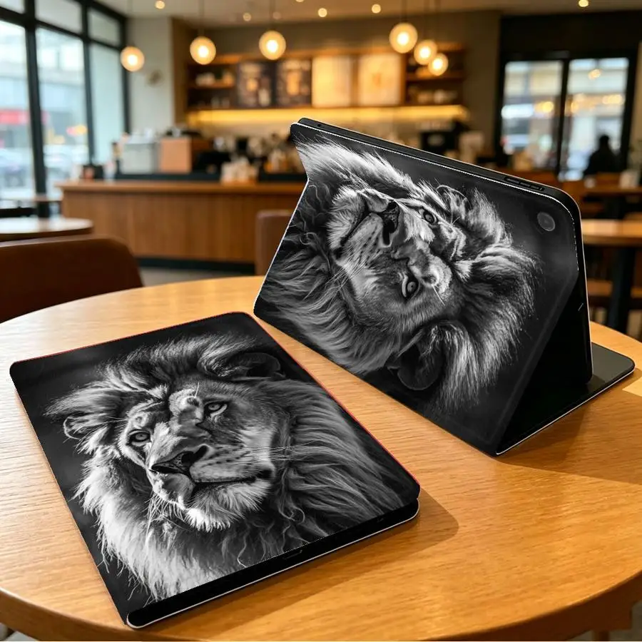 Silent Lion with Pencil Slot Case for Samsung Galaxy Tab S11 A7 Lite S7 S8+ S10 Plus S9 FE A9Plus A8 S9+ S10 Lite A11 S10FE