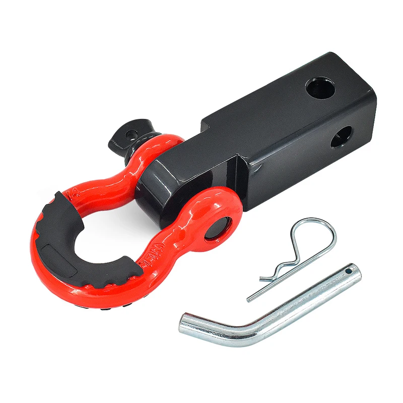 Heavy Duty 2'' 4*4 Carbon Steel Trailer Tow Hook Bar for Car Shackle Hitch Receiver With 3/4'' D Ring for jeep