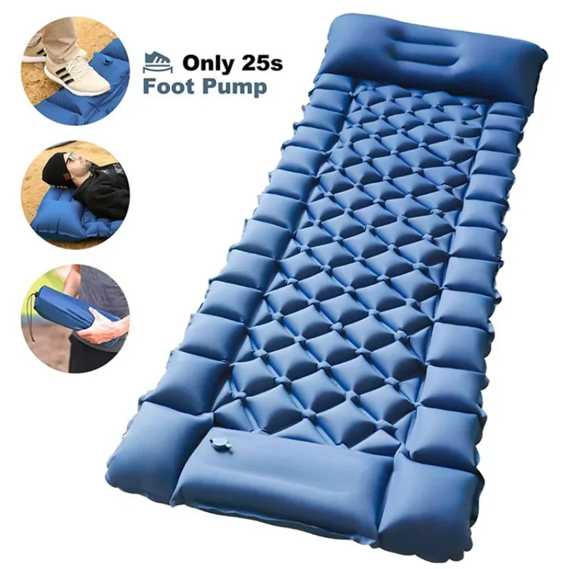 Outdoor Inflatable Mattress Portable Moisture-proof Picnic Camping Beach Inflatable Pad TPU Splicing Foot Inflatable Bed