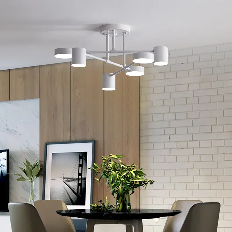 Modern LED Ceiling Chandelier White 6 Heads Hanging Lamp Light  For  Dining Living Rooms Bedroom Hall Home Decor Fixtures