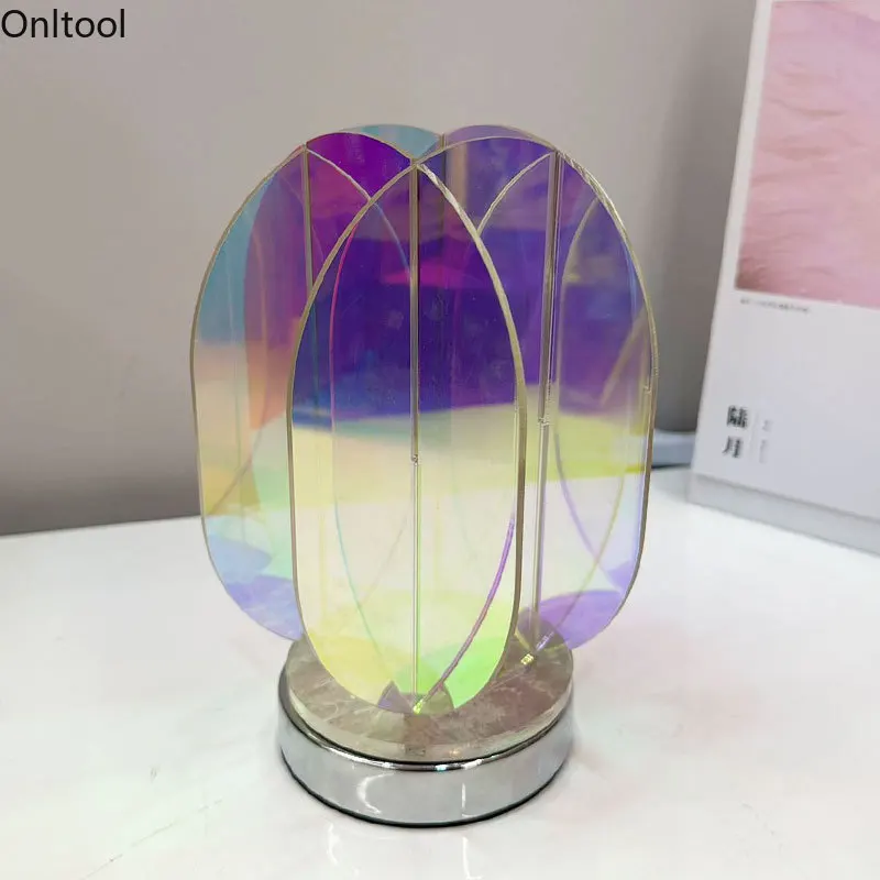 Colored Acrylic Night Lamp Indoor Soft Decoration Minimalist Art Acrylic Geometric Art Transparent Colored Table Lamp Night Lamp