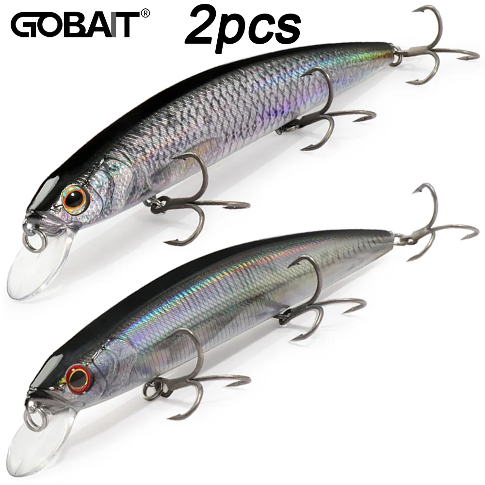 Image of 2 stücke Köder Kits Schwimmende Minnow 24g 14 cm Crankbait Wobbler Starke Drillinge Jerkbait Pesca Swimbait Angelgerät set Köder