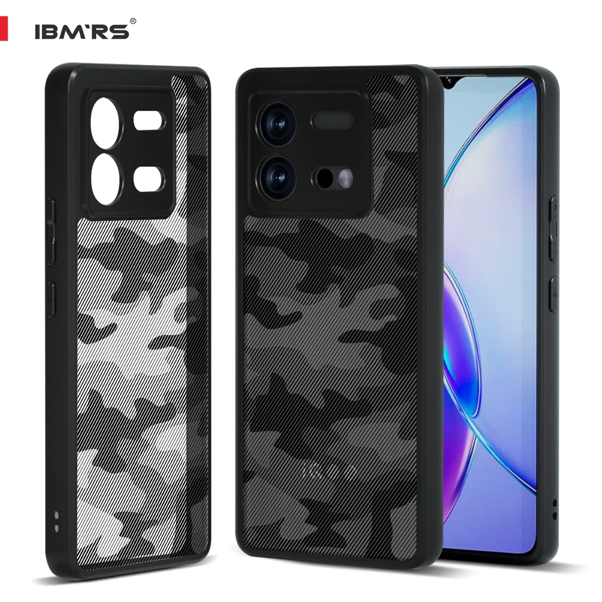 IBMRSfor iQOO Neo8 Pro Phone Case,Soft TPU Hard Translucent Matte Back Slim Fit Shockproof Protective Case Cover- Camo Black