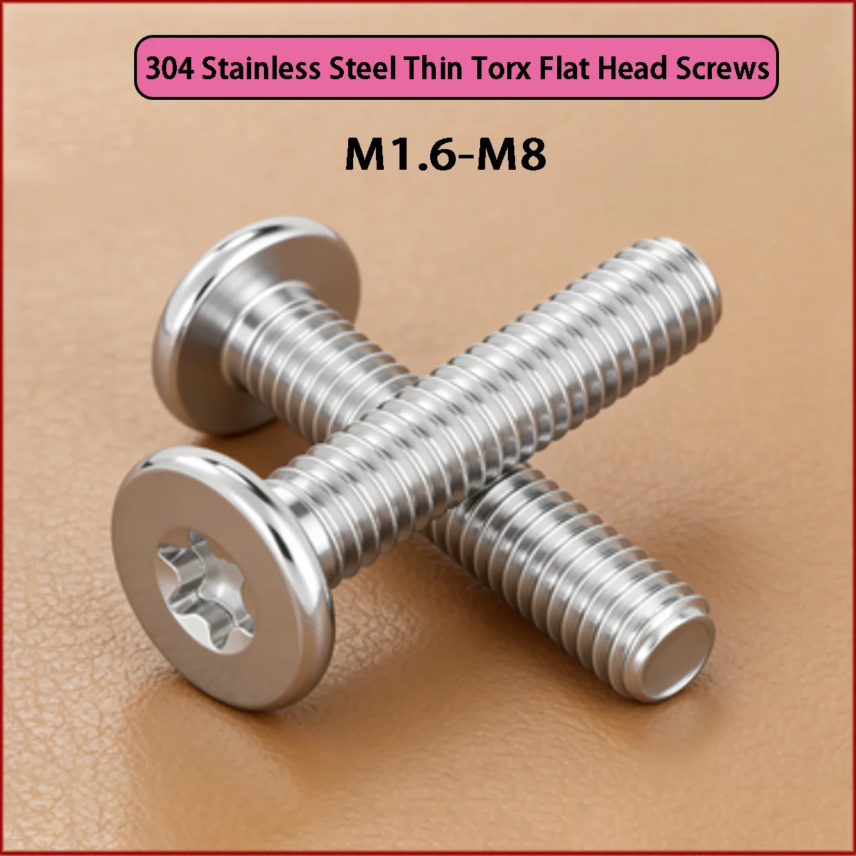 304 Stainless Steel Thin Torx Flat Head Screws - Ultra-Low Profile Large Flat Head Bolts for Laptop M1.6-M8
