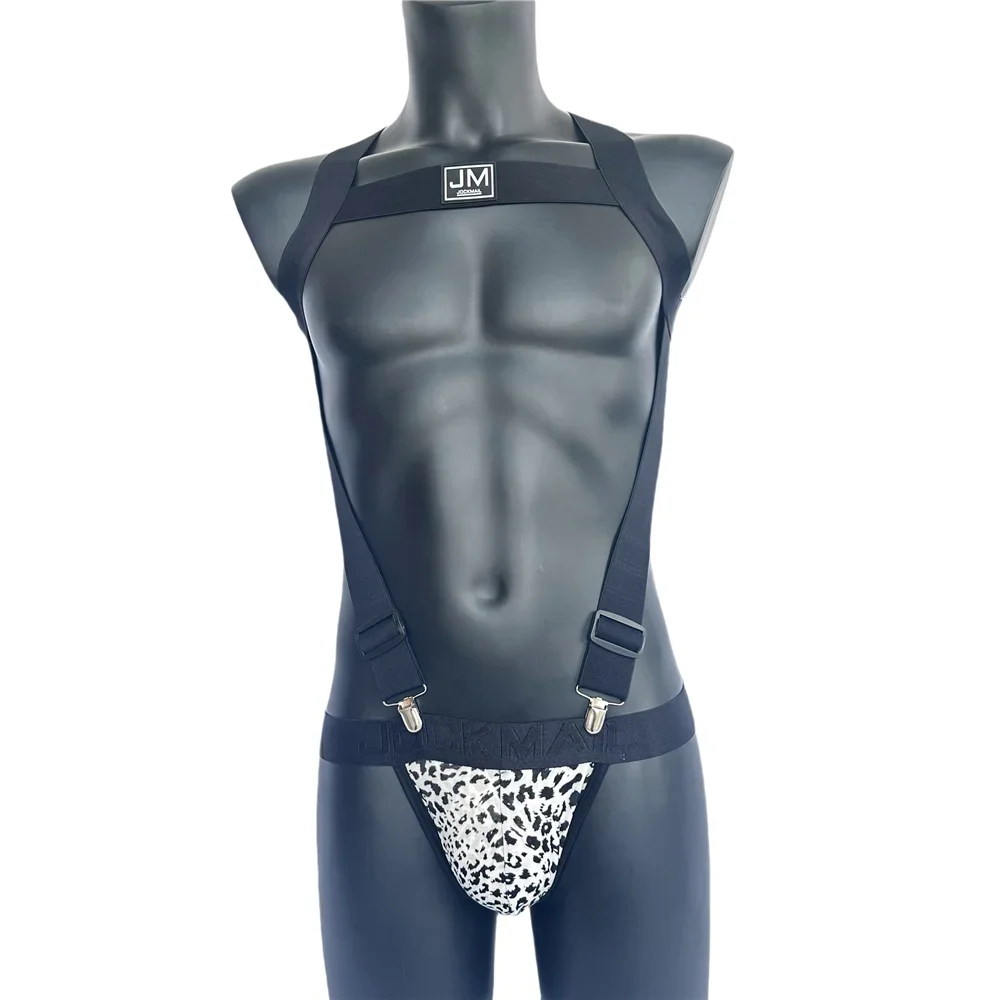 

Sets Men Bodysuit Suspender Jumpsuits Harness Leopard Men's Sexy Jockstrap Gay Underwear Mens Lingerie Sissy Panties