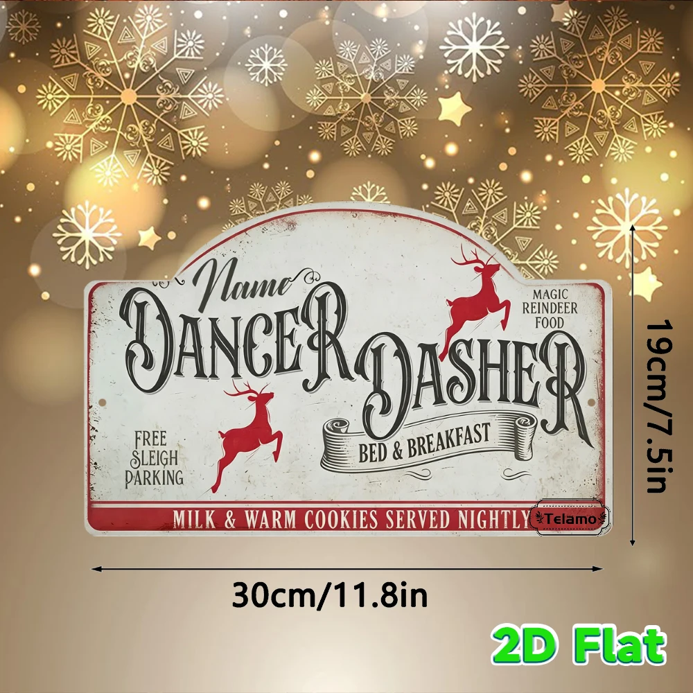 Custom Text Arched Metal Sign, Red Reindeer Silhouette Pattern, Christmas Decorations, Mantel Living Room Decor, Christmas Gift