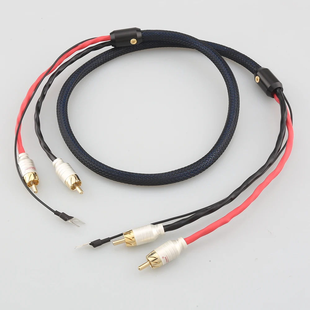 Hi-End Shielded RCA Y Plug Phono Tonearm Cable for LP Vinyl Record Player Gold Plated Connector Signal Amplifier Chassis