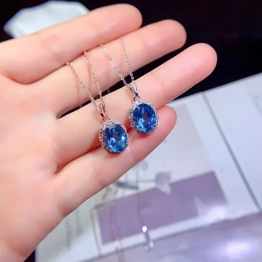 

Natural Topaz Pendant 8mm*10mm for Party VVS Grade Topaz Necklace Pendant Solid Silver Topaz Jewelry Gift for Women