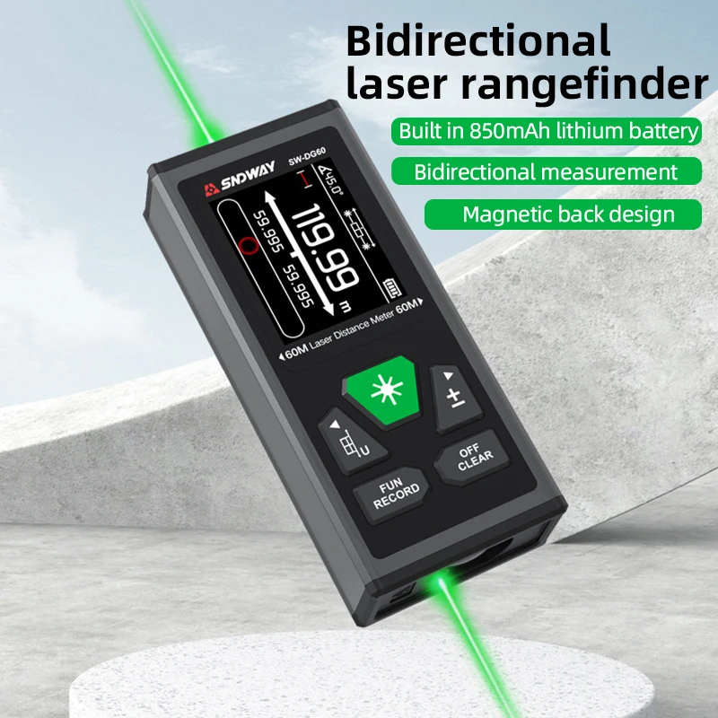 Digital Rechargeable Laser Distance Meter 2 Way Laser Measure Meter 120M/200M Rangefinder Red/Green Laser Two-way Range Finder