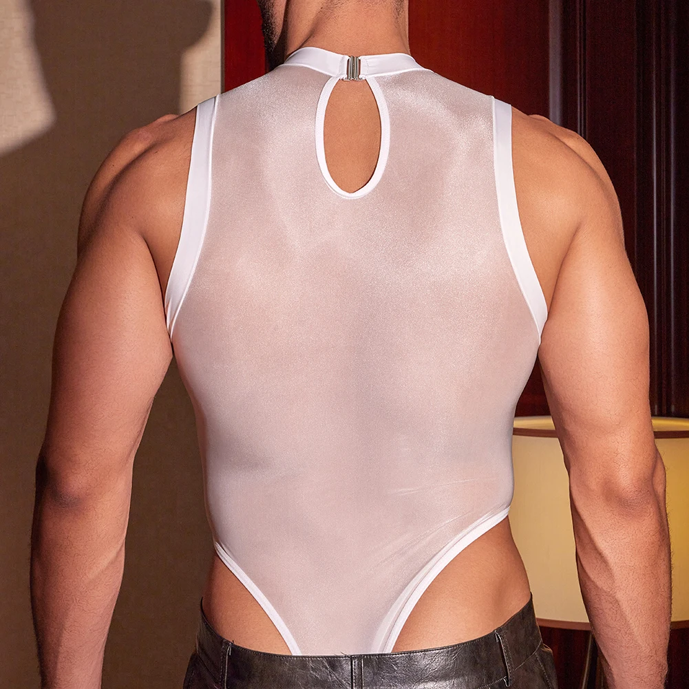 1 قطعة الرجال مثير شير حريري تنفس داخلية مطاطا أكمام حللا الجوارب تانك القمم حجم واحد