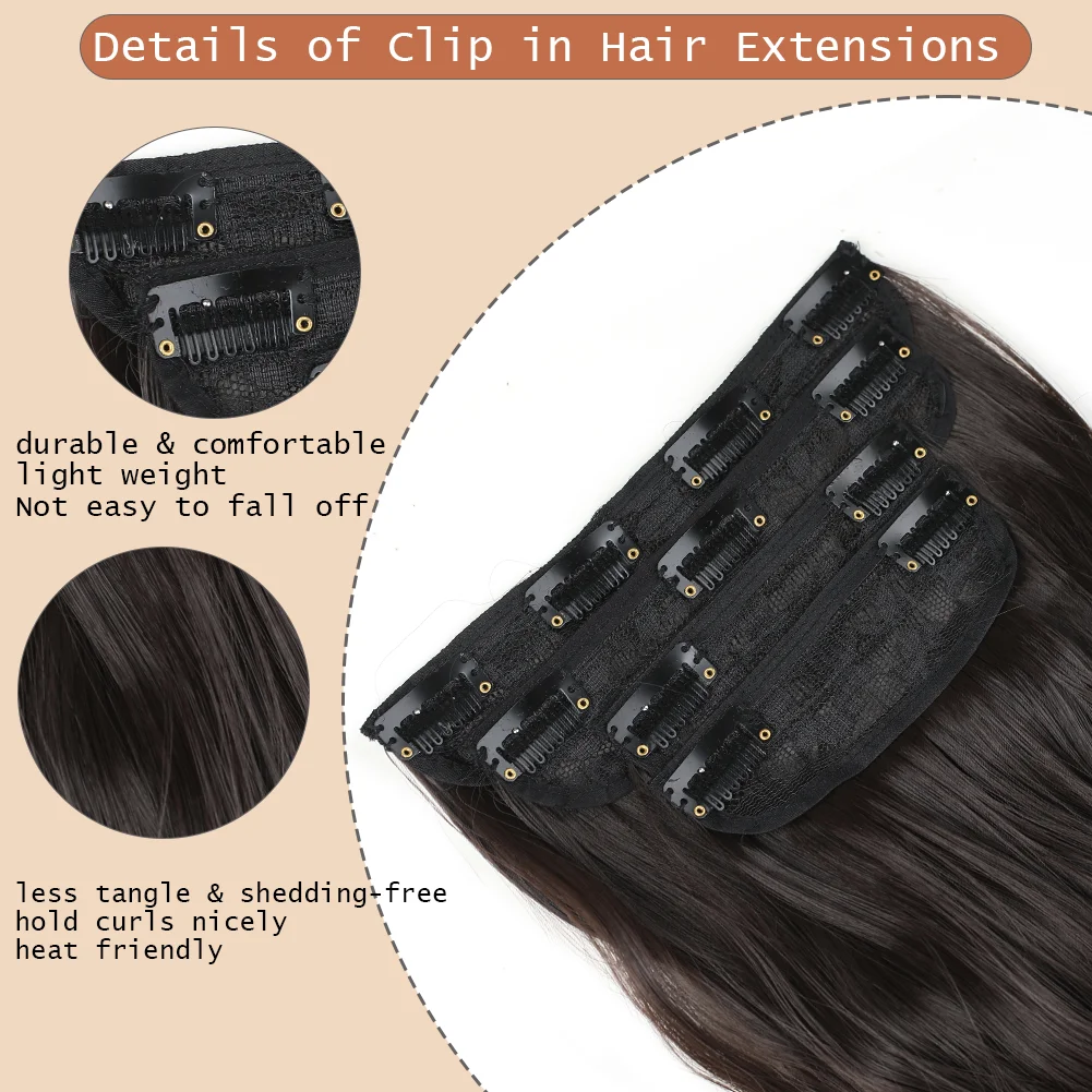 4-Piece Set Hair Clip Extensions Clip In Wavy Hair Extensions 20 Inch Long Synthetic Curly Hair Extensions for Women