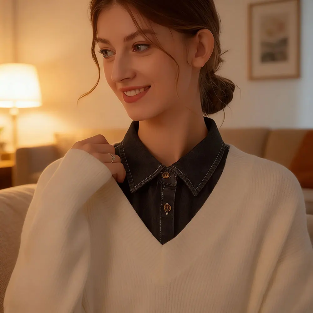 Women Fake Collar for Sweater Blouse Female Vintage Convenient Detachable Shirt Collar Neckwear False Collar Accessories