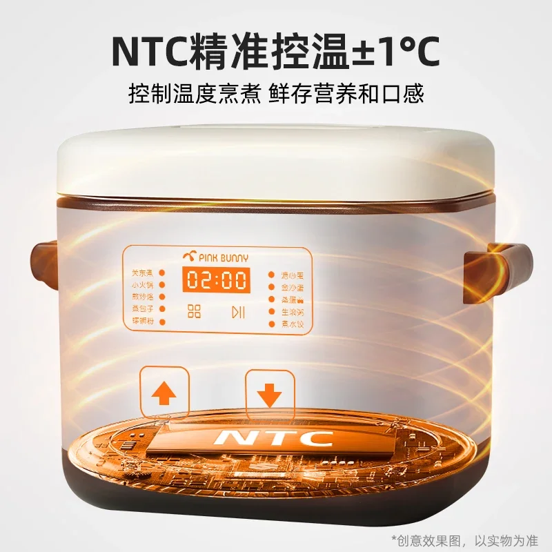 220V Benni Rabbit Split-type Electric Hot Pot: Home Use, Versatile, Single Serving, Steaming, Boiling, Frying, and Grilling