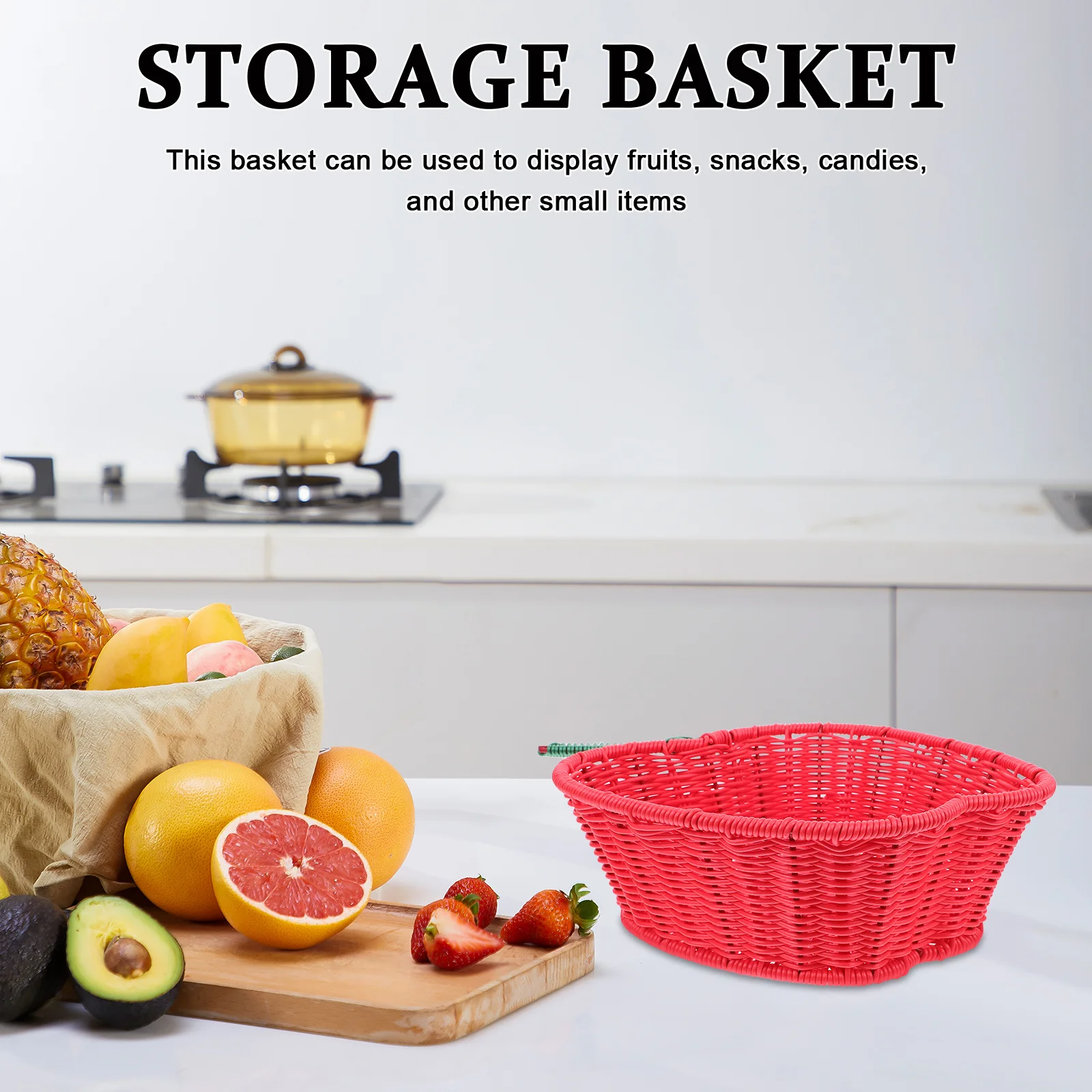 

Apple Shape Woven Basket Fine Craftsmanship Storage Solution for Fruits Snacks Bread Daily Use Portable Home Organization Basket