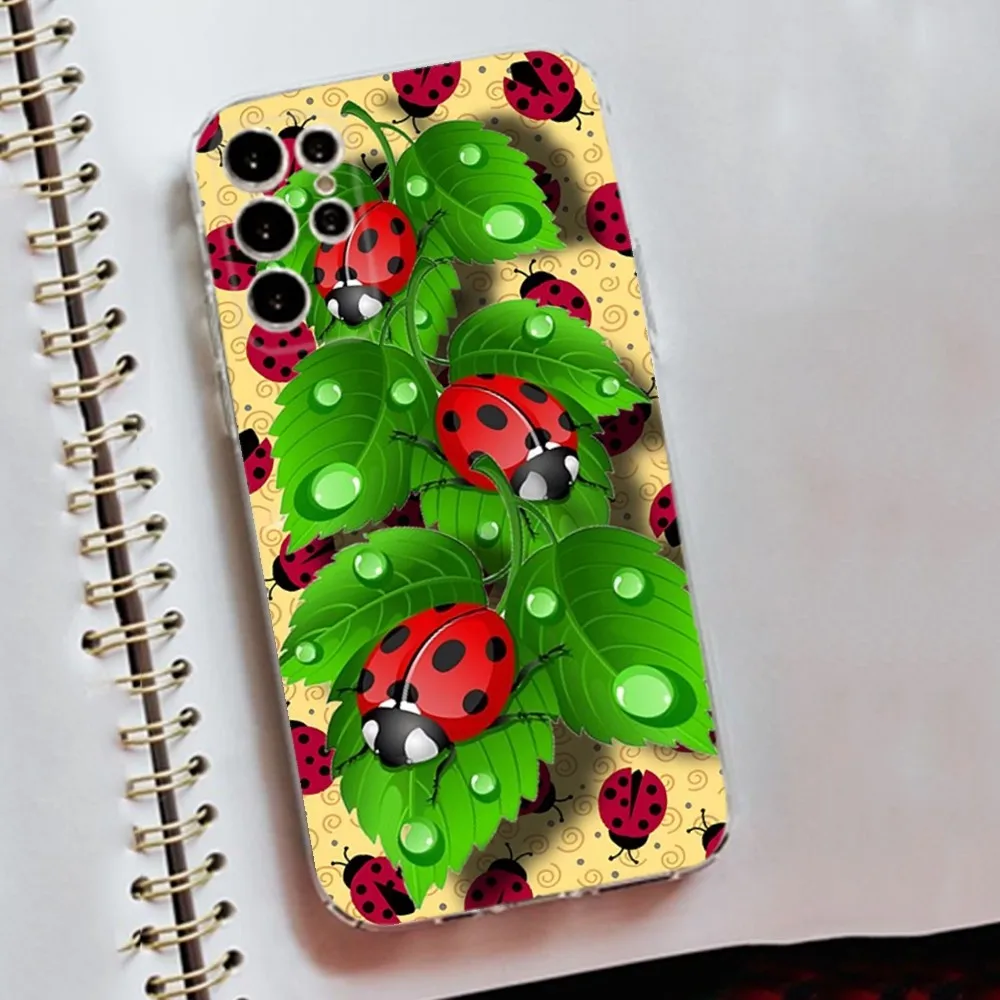 Insect Seven-Star ladybug Phone Case Silicone Case For Samsung S30,S23,S21,S22,S20 Ultra,S20 FE lite,S10,S9,S8 PIus Cover Clear