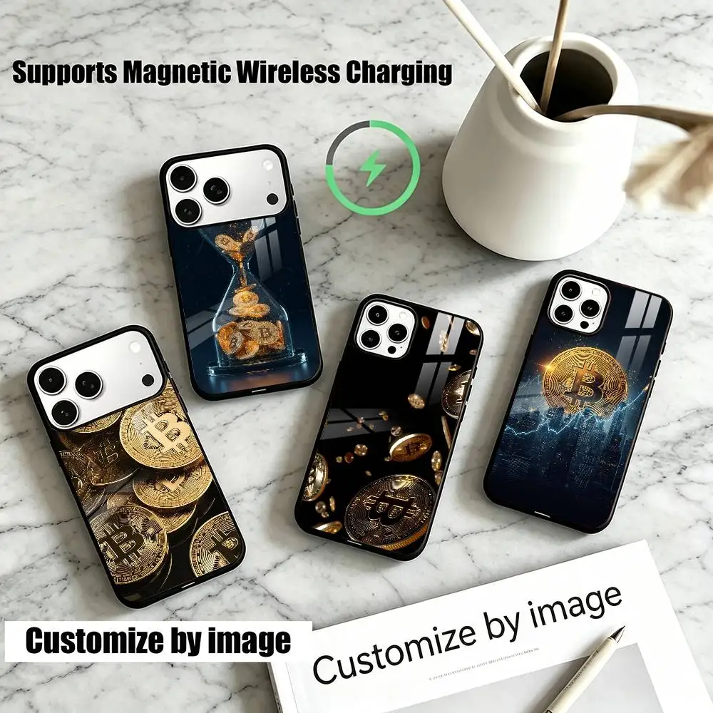 Golden Coin B-BTCs  Phone Case For iPhone18,17,16,15,14,13Plus,Pro Compatible with magnetic wireless charging