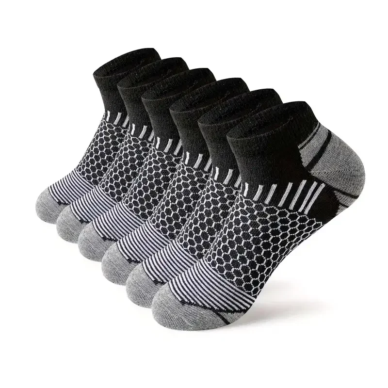6 Pairs Men's Sports Socks Running Basketball Outdoor Socks Male All Season Breathable and Sweat-absorbing Short Socks Anti-slip