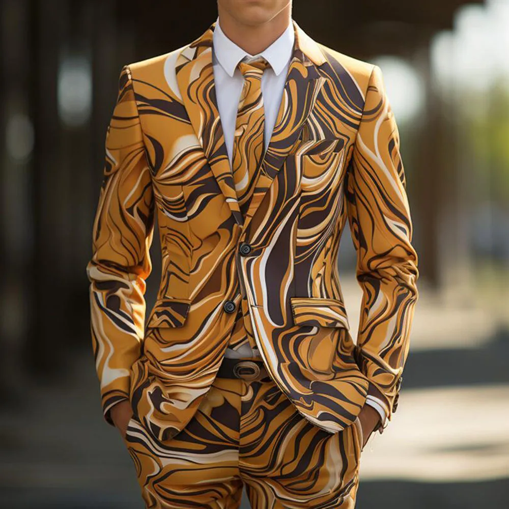 

Summer New Fashion 3D Abstract Print Men's Two Piece Suit Set for Casual Party Funny4191