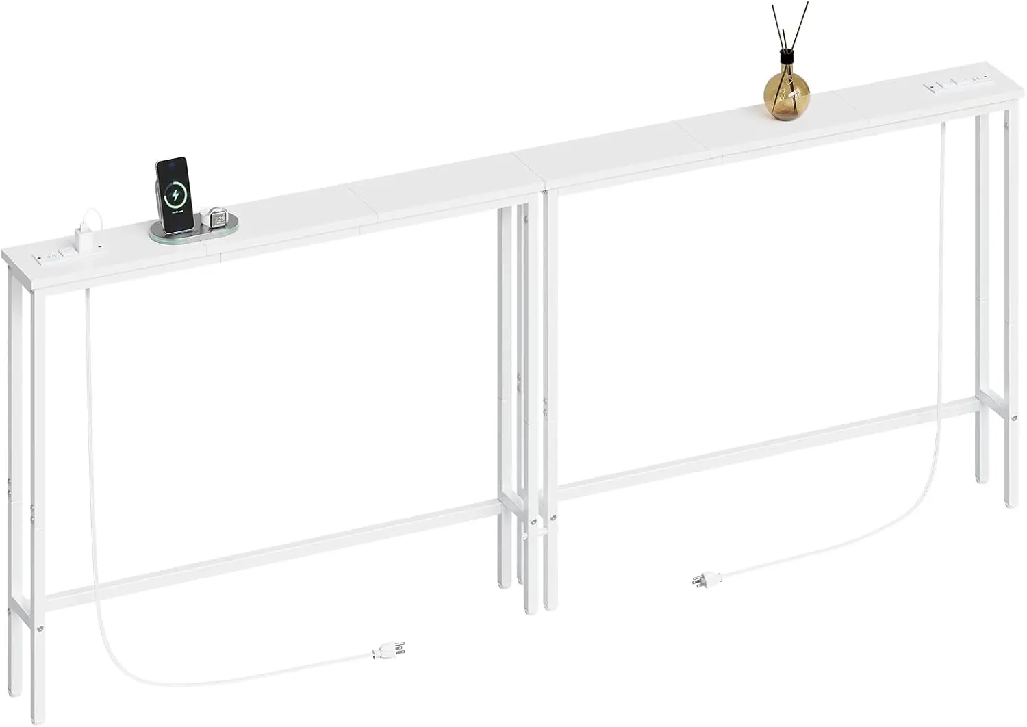 2-Pack Narrow Sofa Table with Power Outlets, 78.8