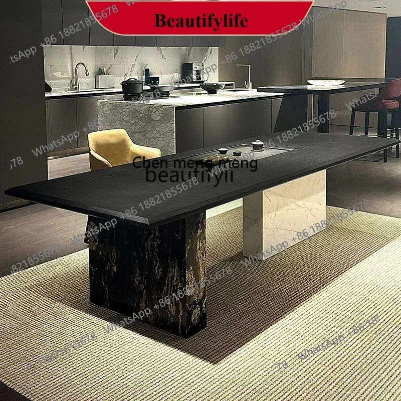 

X ss 8617 Designer solid wood tea table light luxury modern high-end marble creative tea table