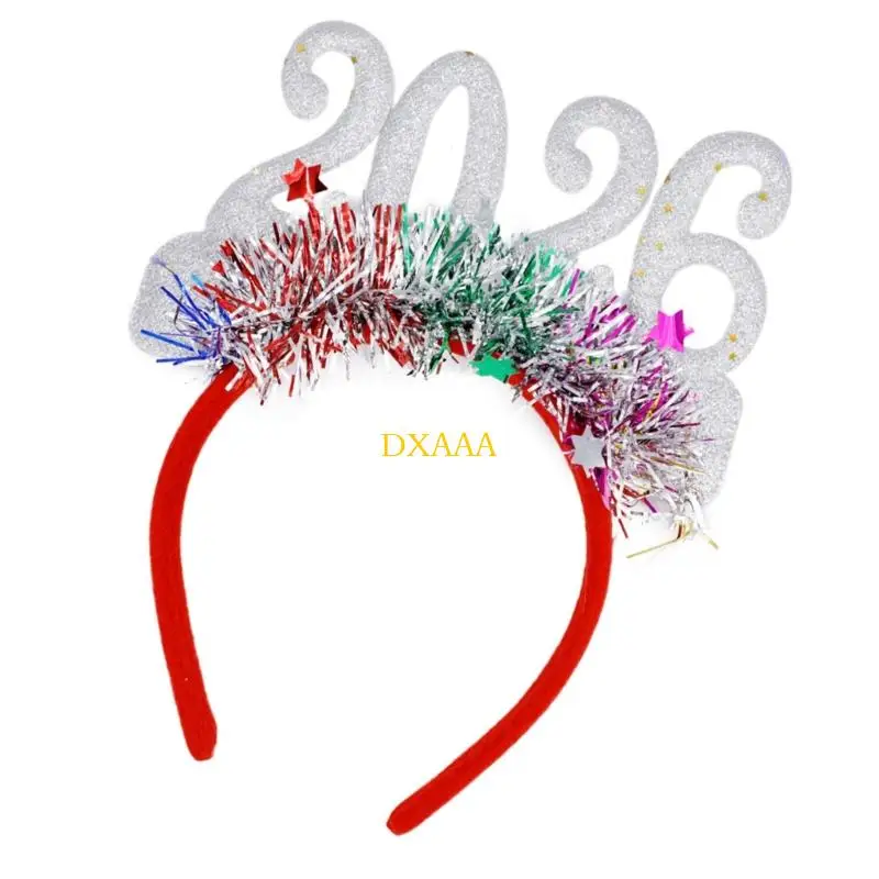 DXAA 2026 새해 축하 축제 축제 헤어 밴드 반짝이는 축제 및 휴가 파티 수집 공급을위한 헤어 홈