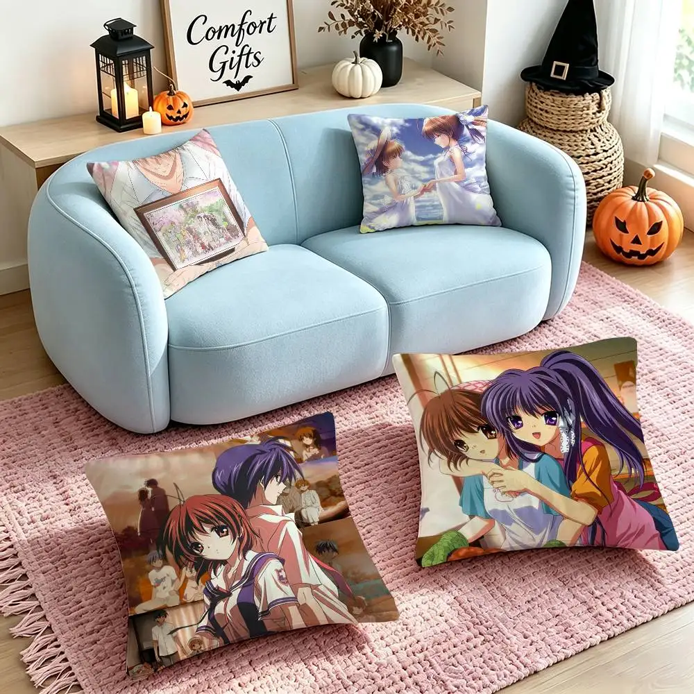 Anime C-Clannad After Story  Square Double-Sided printed Pillow Case Bedroom Bedside Pillow Sofa Cushion Cover