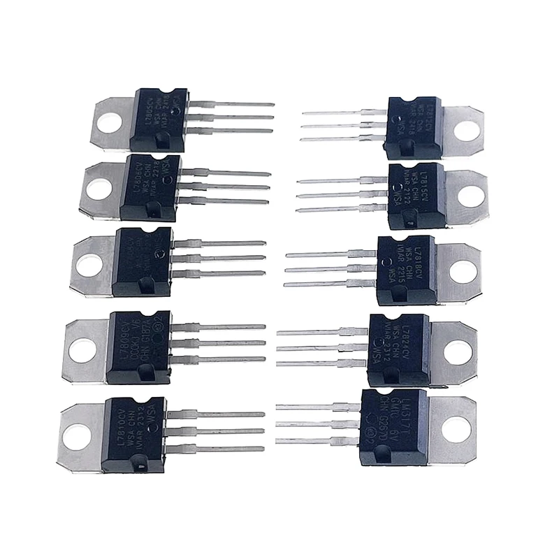 10 Soort * 10 stks = 50 stks TO-220 Spanningsregelaar IC KIT L7805CV L7806CV L7808CV L7809CV L7810CV L7812CV L7815CV L7818CV L7824CV LM317