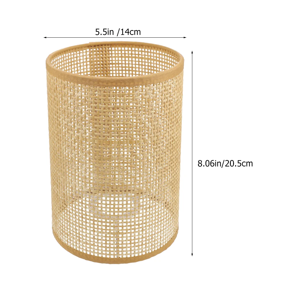 Rattan Drum Lamp Shade Replacement E27 E14 Barrel Lampshade Clip On Natural Woven Cylinder Light Cover Chandeliers Table