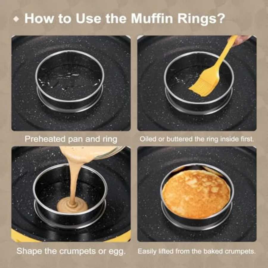 8 Stuks Crumpet Ringen 4 En 3.15 Ihes Anti-aanbak Engelse Muffin Ringen Rvs Dubbelgerolde Taart Ring Ronde Metalen gebak Rin