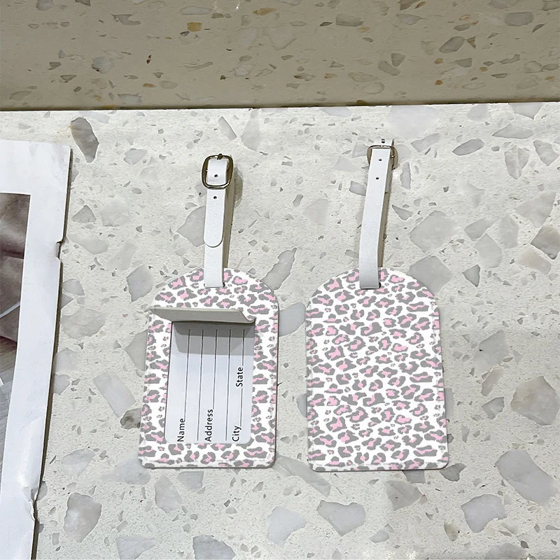 Leopard Print Pattern Luggage Tag with Hanging Rope, Used for Quick Identification and Decoration of Luggage Suitcases Id