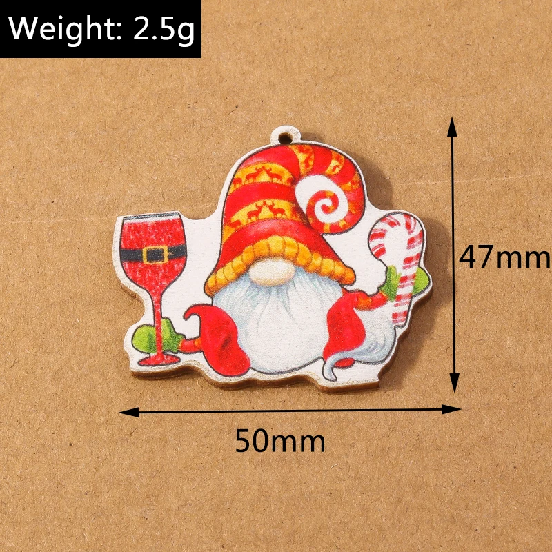 10 stücke Holz Weihnachten Charme für Schmuck machen Wasser tropfen Form Elch Santa Claus Anhänger DIY Halskette Ohrring Weihnachten Geschenk liefert – Detail 13