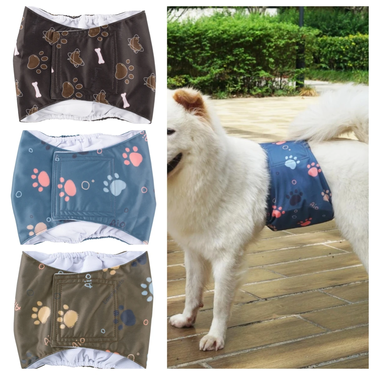 Washable Male Dog Diaper Pet Sanitary Panties Reusable Nappy Belly Band Wrap Diapers Leak Proof Pee Pant for Dogs