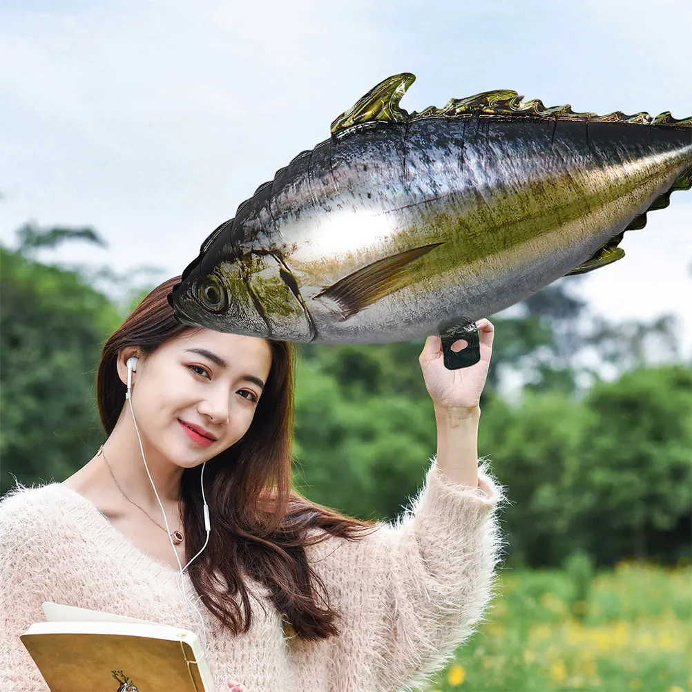 

5pcs Tuna Shaped Realistic Ocean Animal Party Decorations Aluminum For Fishing Birthday Celebration Reusable