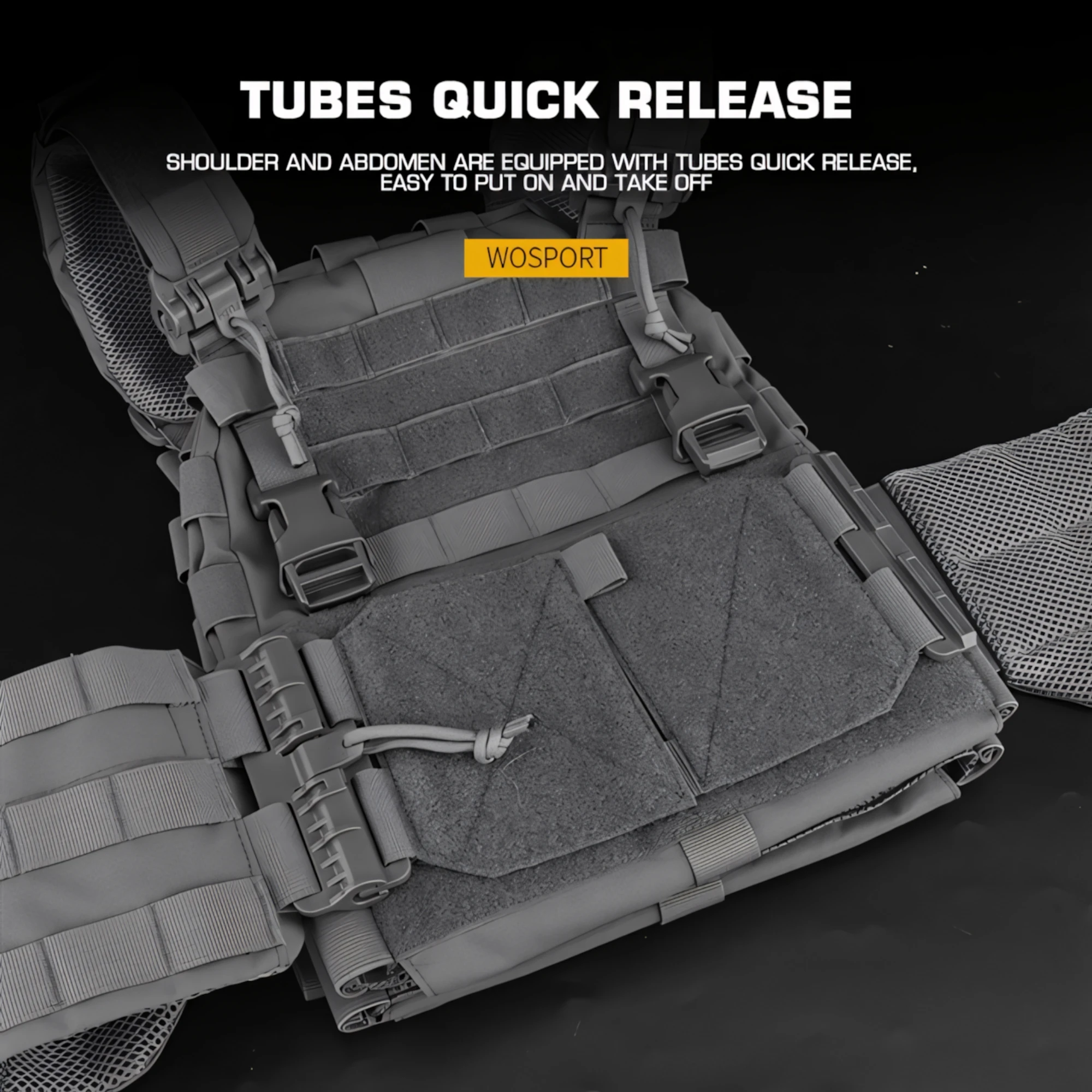 Wosport ARC Tactical Vest Cordura Fabric Tubes Quick Release MOLLE Plate Carrier with Triple Panel Breathable Liner for Airsoft