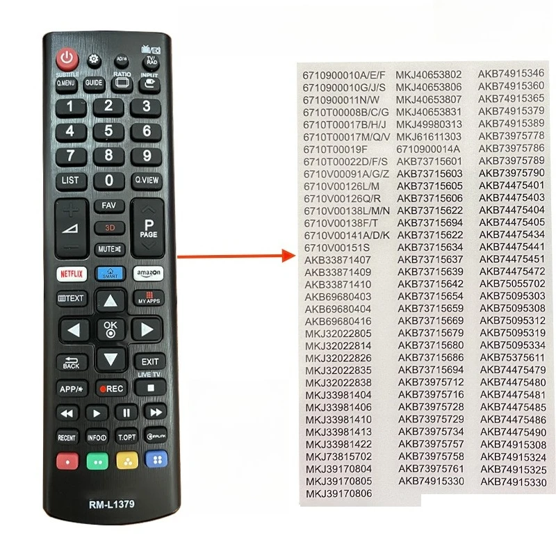 Control remoto universal compatible con televisores LG LCD LED, modelo RM-L1379