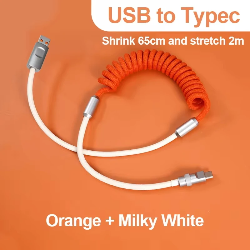 For Android 1.8M 120W Fast Charge USB Cable Quick Charge Type-C Charger Spring  Cable For Xiaomi Huawei Samsung USB to Type C